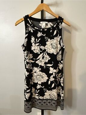 White House Black Market Black & White Floral Shift Tank or Mini Dress